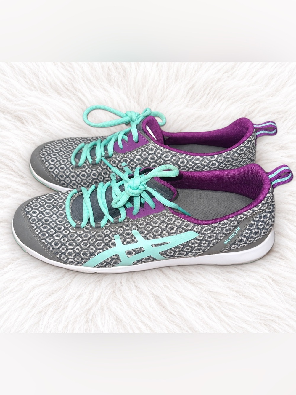 ASICS MetroLyte Walking Sneakers Women’s 8.5 | Purple Mint Gray Retro Athletic